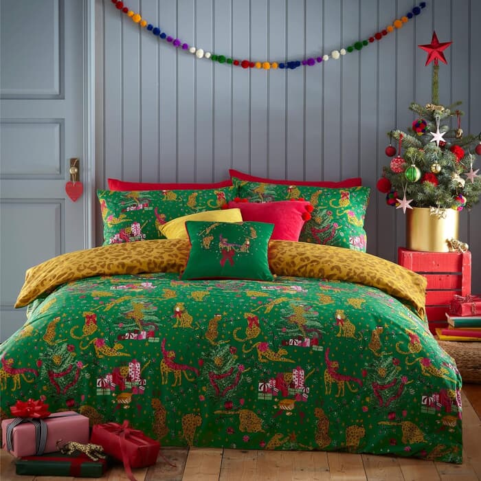 Furn Purrfect Christmas Green/Gold large