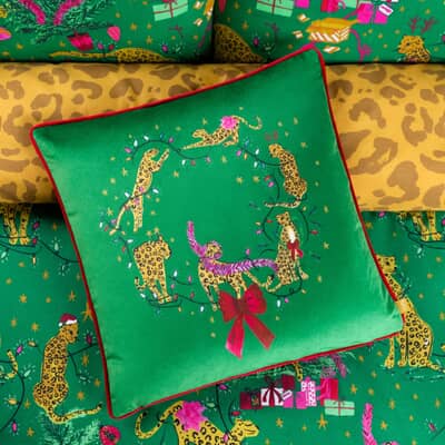 Purrfect Leaping Leopards Cushion