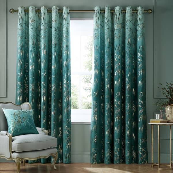 Meadow Grass Teal Curtains