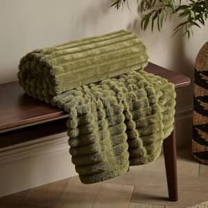 Cosy Ribbed Throw Olive