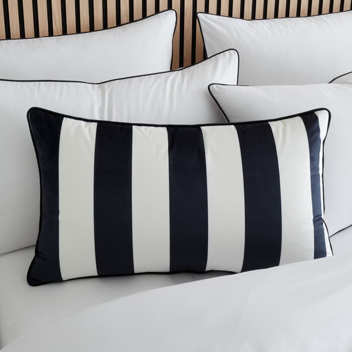 Style Sisters Monochrome Velvet Stripe Cushion large