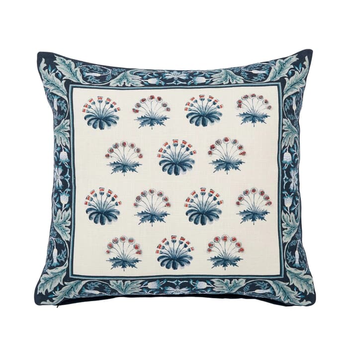 William Morris Earthly Paradise Cushion Teal and Sea Green large