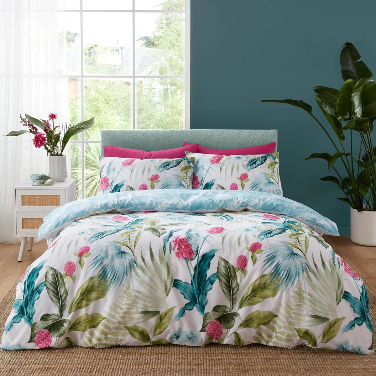 Catherine Lansfield Aruba Tropical Floral Green - JustLinen