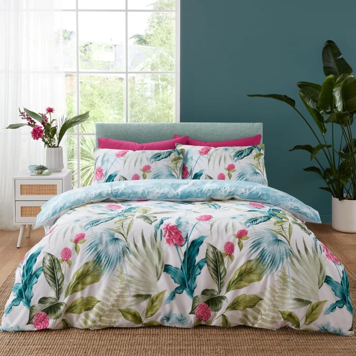Catherine Lansfield Aruba Tropical Floral Green large