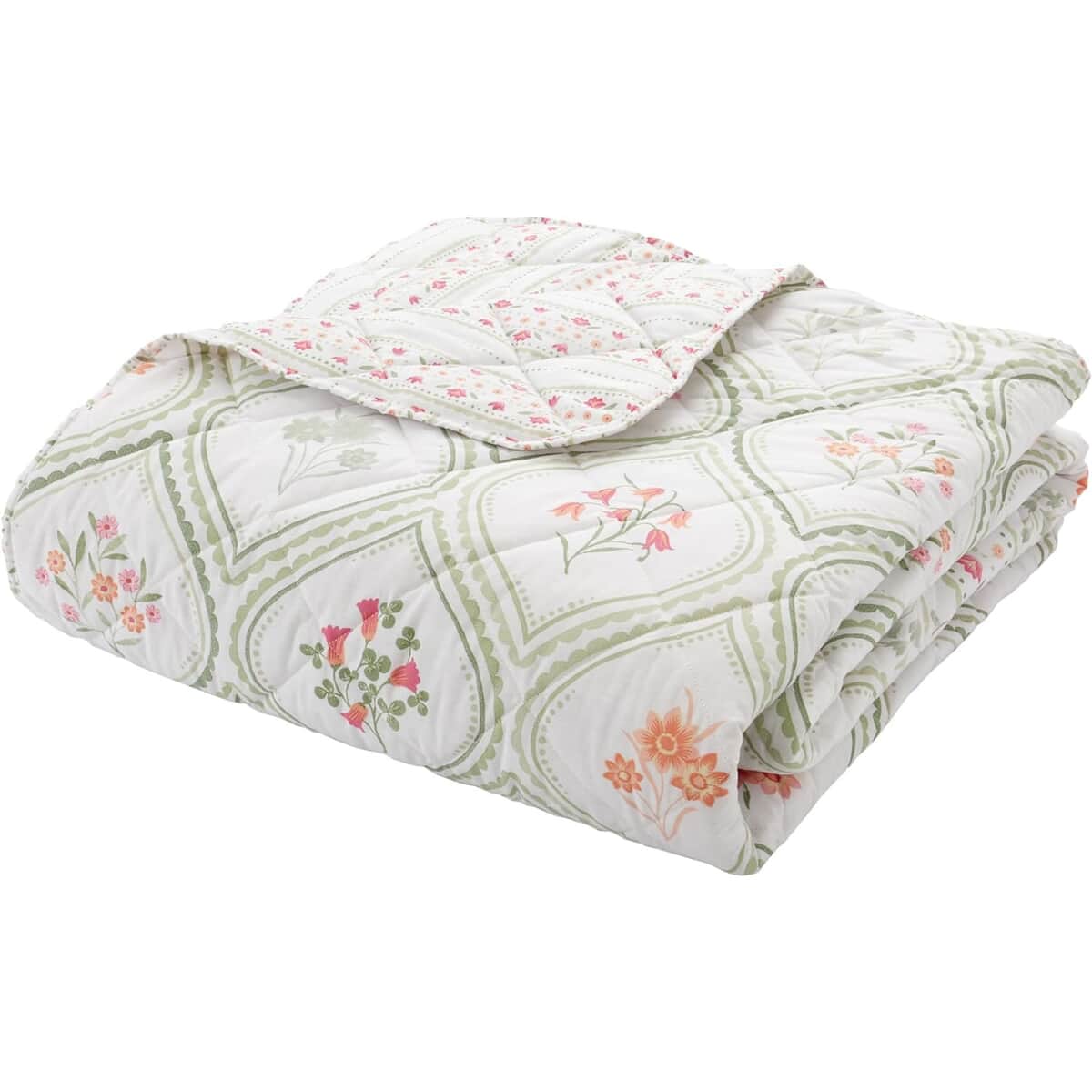 Catherine Lansfield Cameo Floral Green Bedspread large