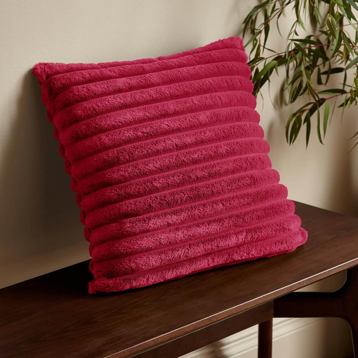 Catherine Lansfield Cosy Ribbed Cushion Hot Pink large