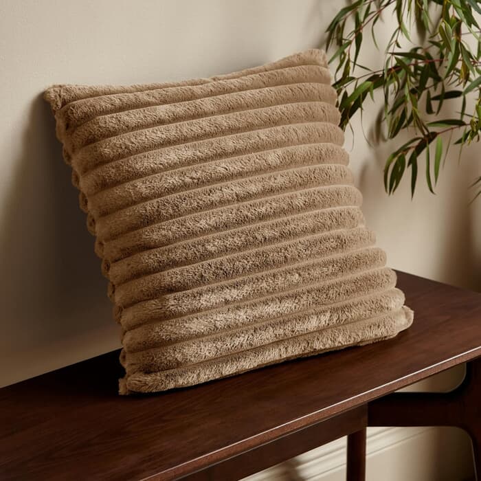 Catherine Lansfield Cosy Ribbed Cushion Natural large