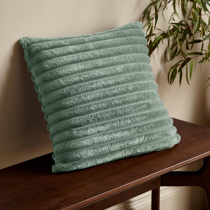 Catherine Lansfield Cosy Ribbed Cushion Green large