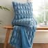 Bianca Carved Faux Fur Blue Throw small 8271A