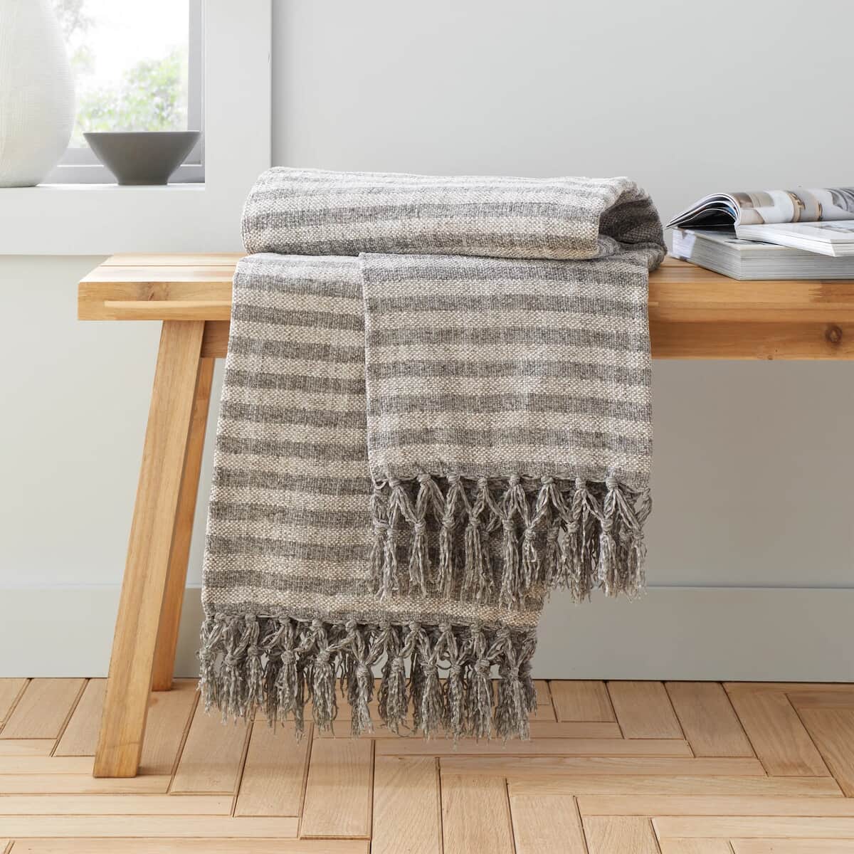Catherine Lansfield Stripe Chenille Grey large