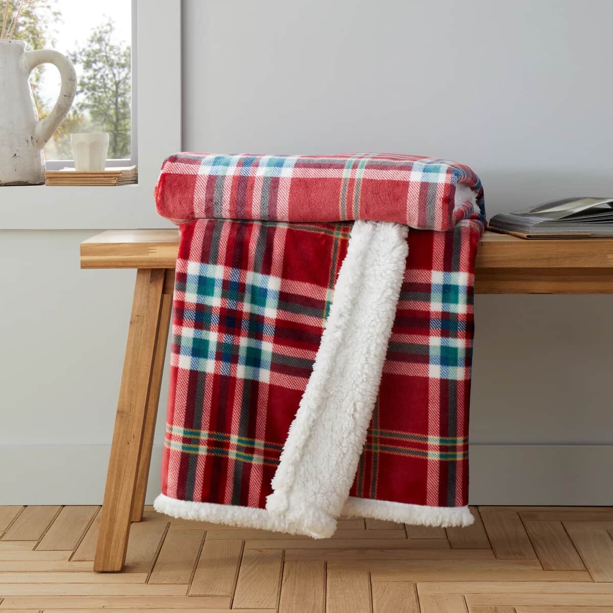 Catherine Lansfield Kelso Throw Red large