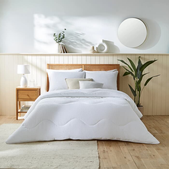 Night Lark Waffle Coverless Duvet White large
