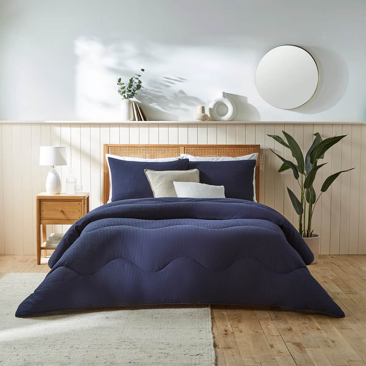 Night Lark Waffle Coverless Duvet Navy large