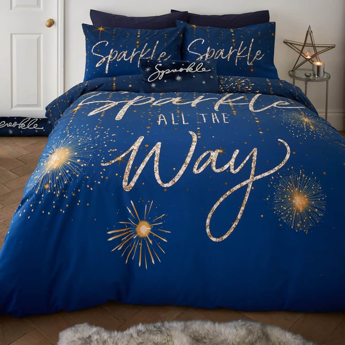 Catherine Lansfield Christmas Sparkle Navy large