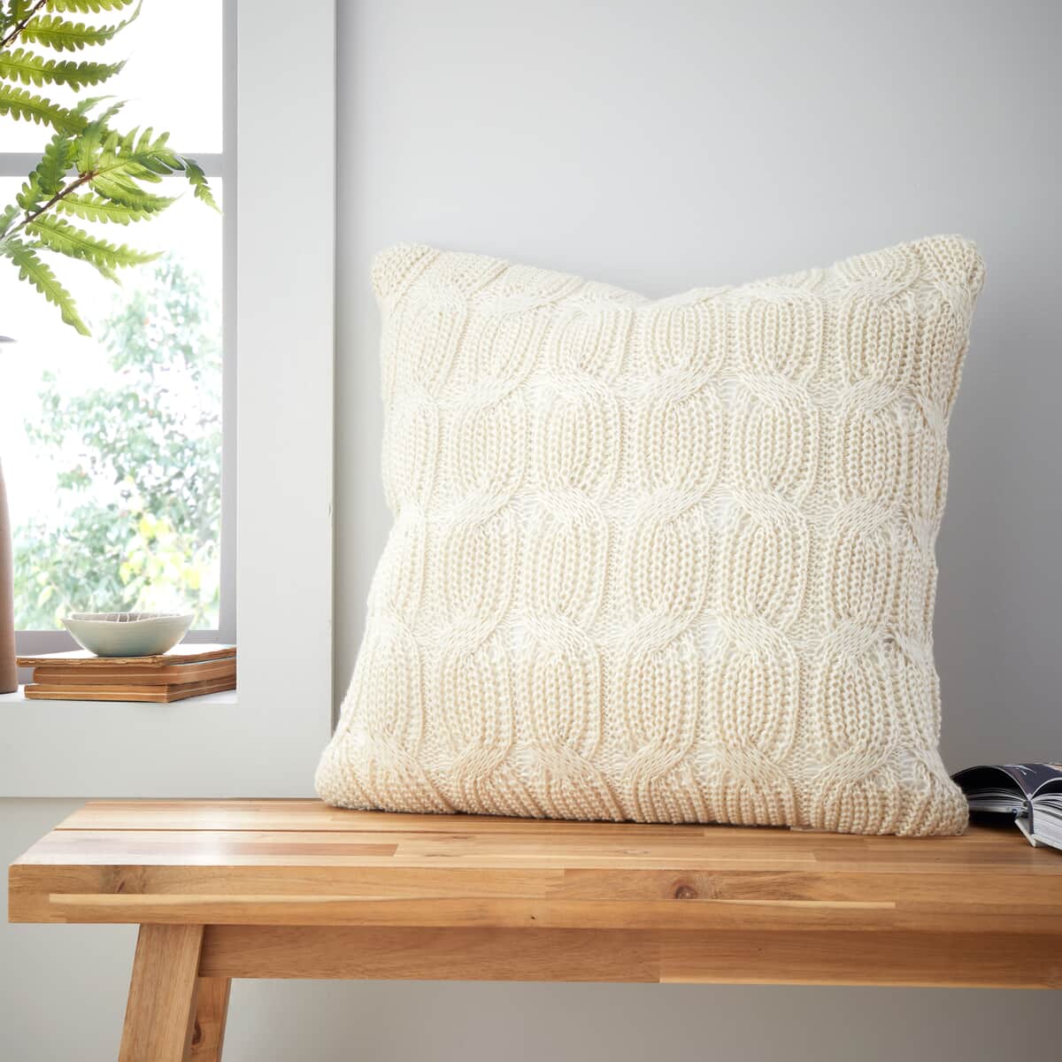 Catherine Lansfield Chunky Marl Knit Cushion Cream large