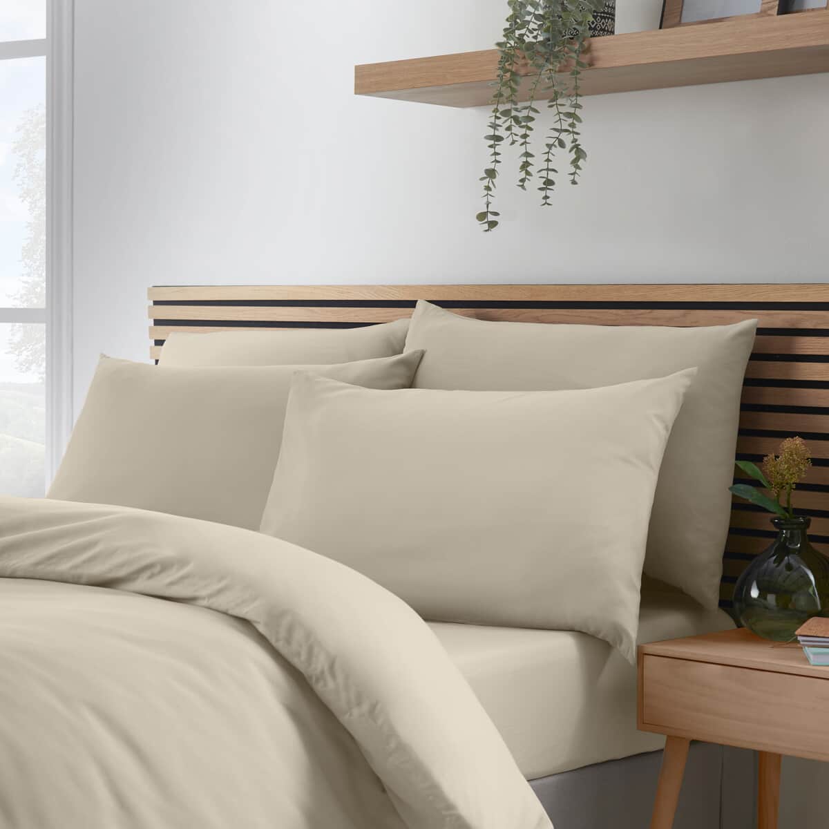 Catherine Lansfield Easy Iron Percale Natural large