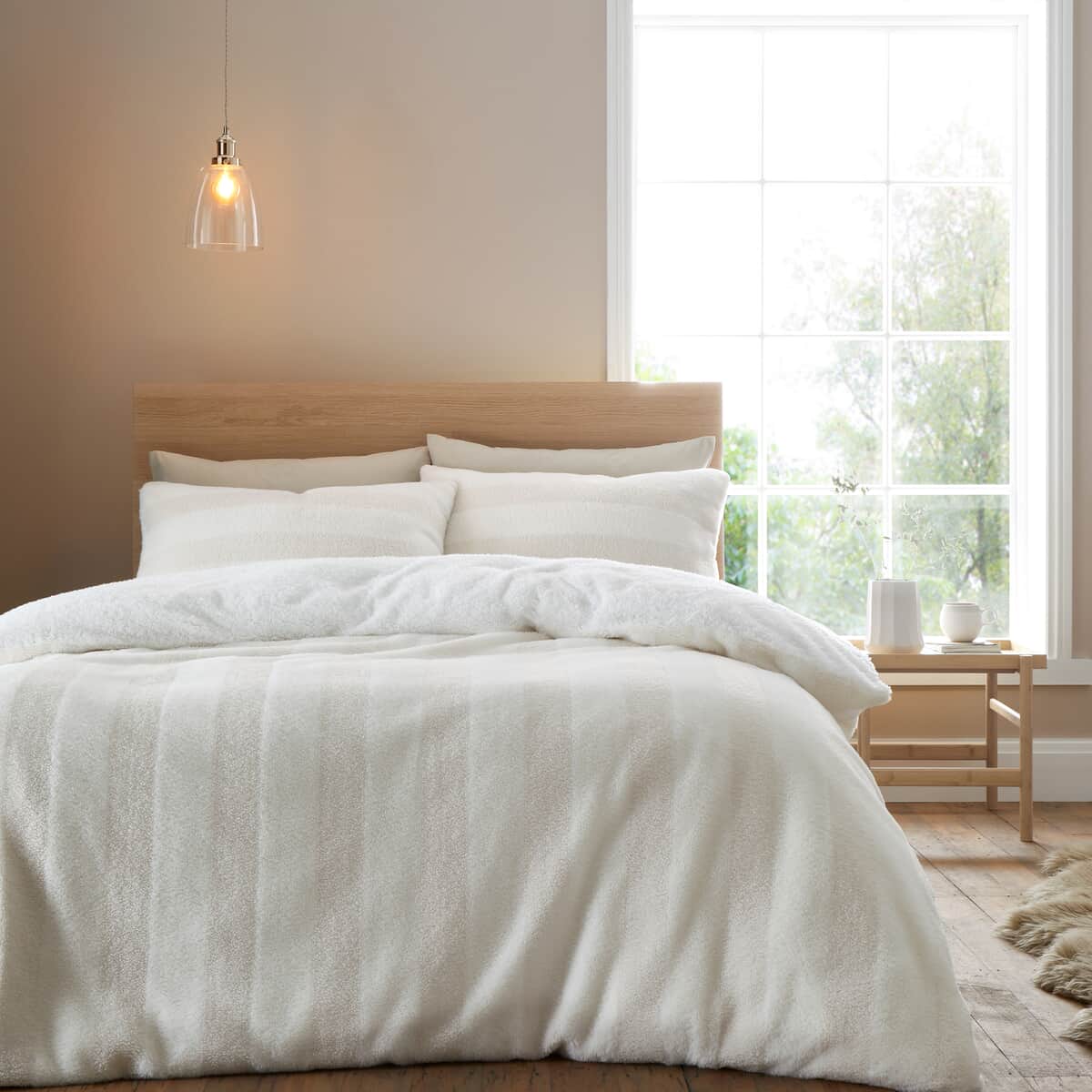 Bianca Cosy Soft Stripe Faux Fur Cream large