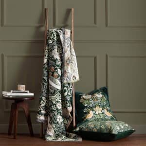Strawberry Thief Throw Forest Green