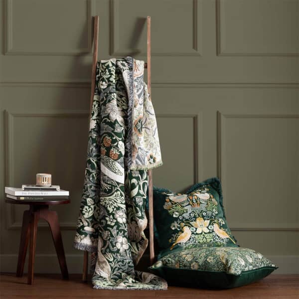 Strawberry Thief Throw Forest Green
