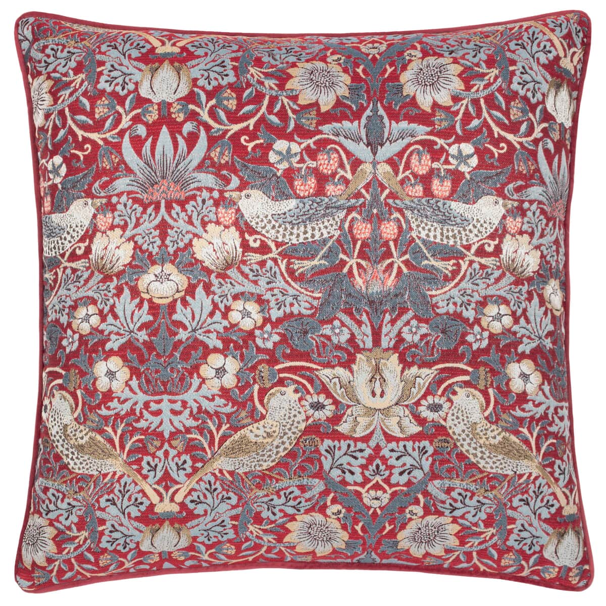 Morris and Co Strawberry Thief Jacquard Cushion Berry large