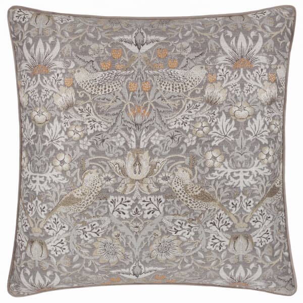Strawberry Thief Jacquard Cushion Biscuit