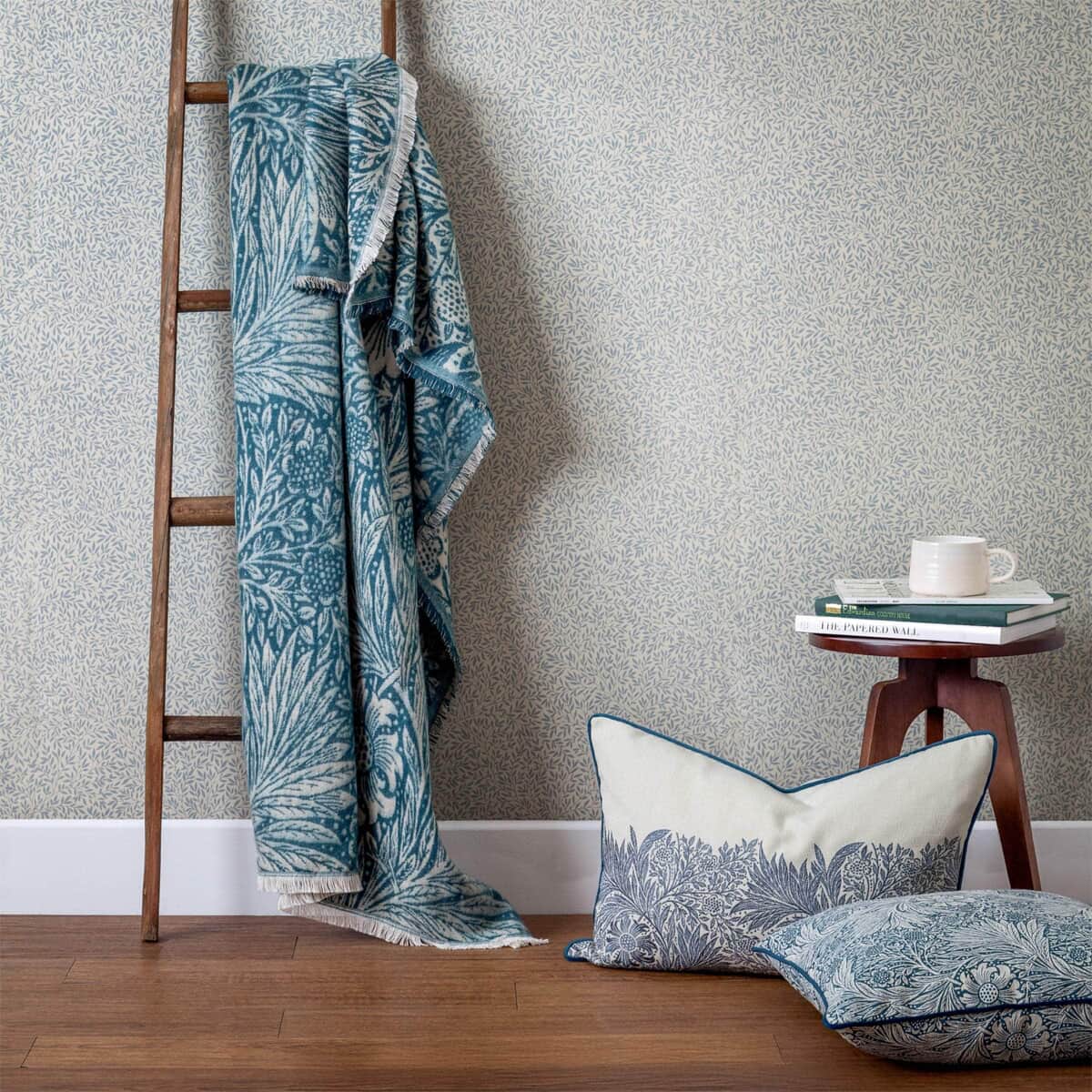 Morris and Co Marigold Throw Indigo large