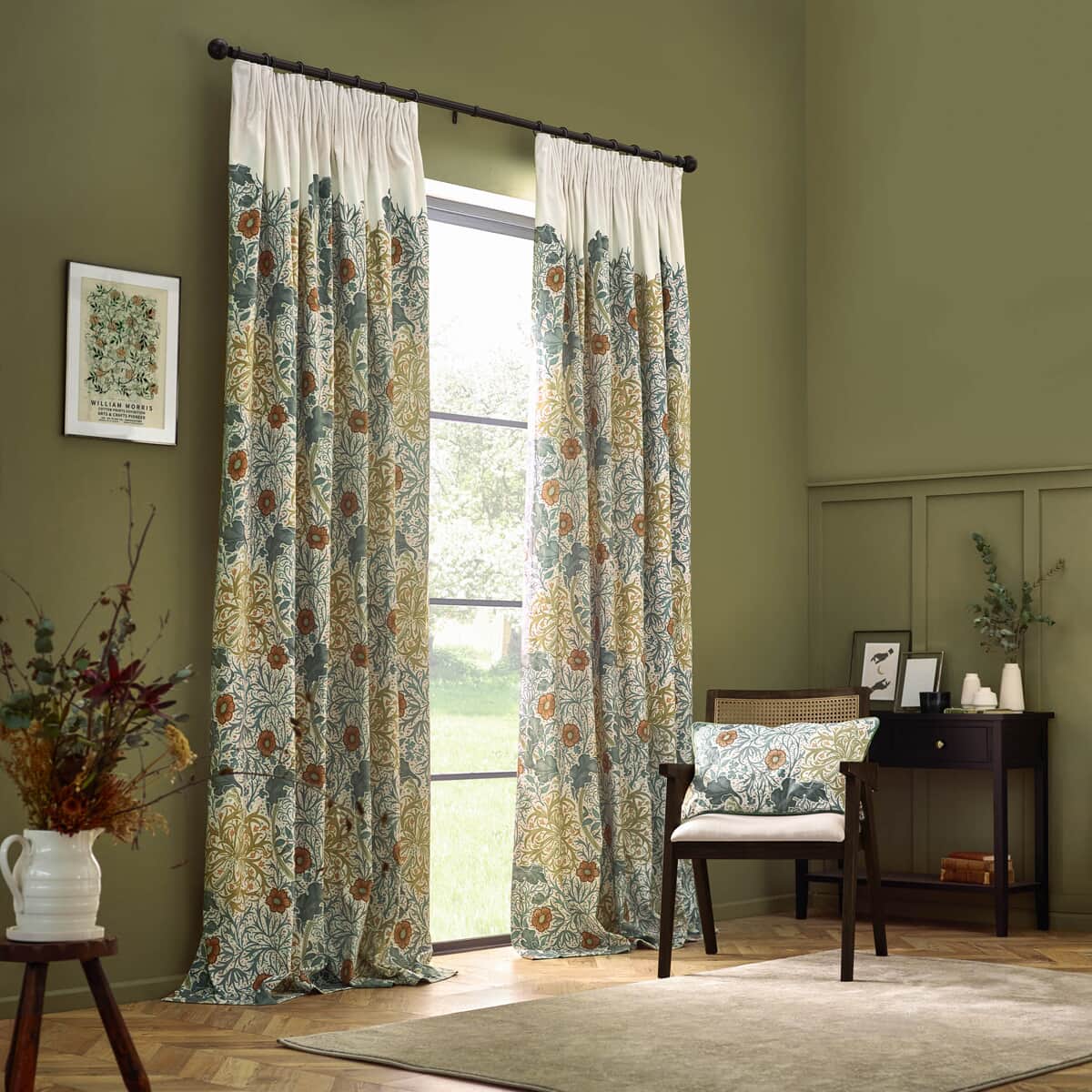 Morris and Co Seaweed Curtains Stone/Sunflower large