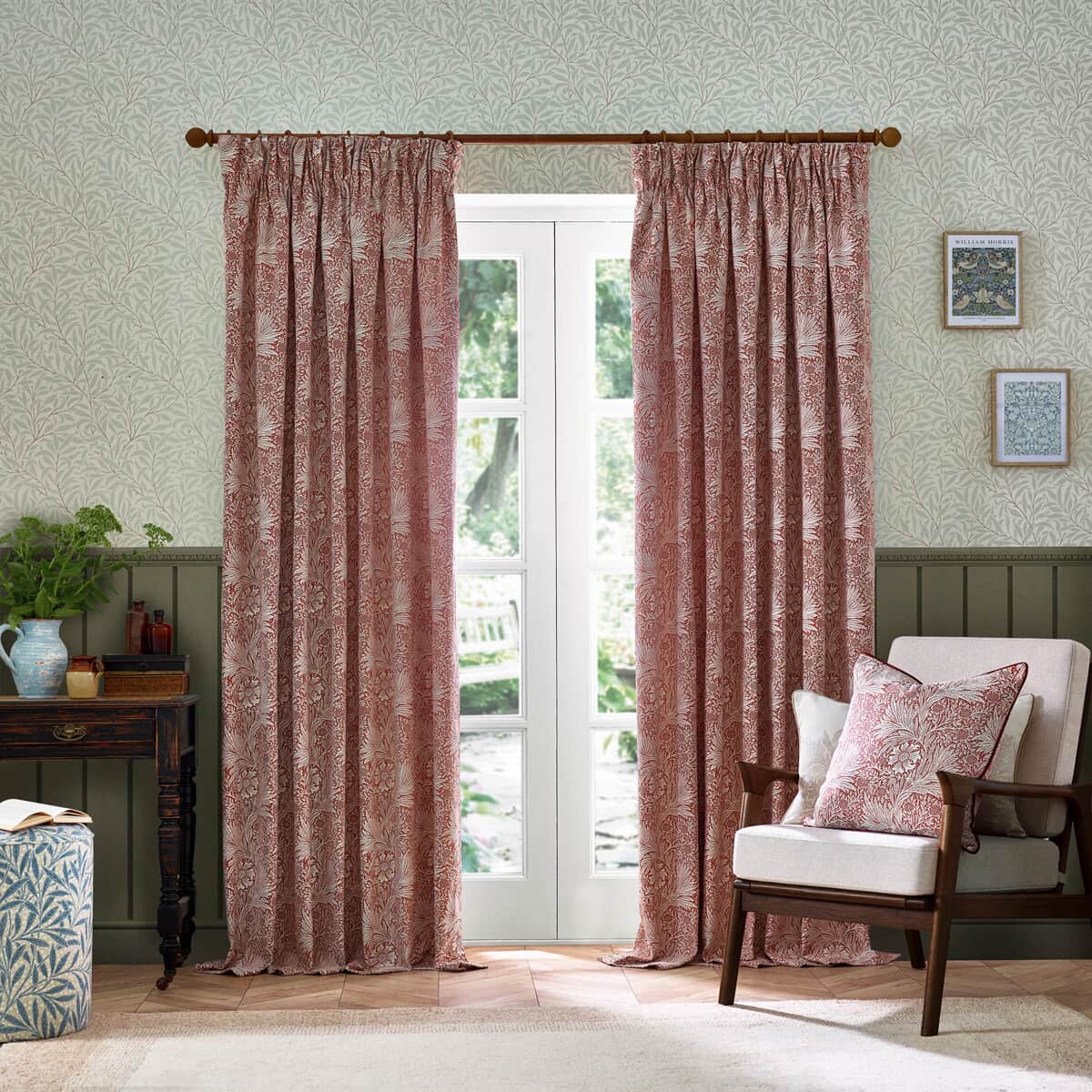 Morris and Co Marigold Curtains Russet large
