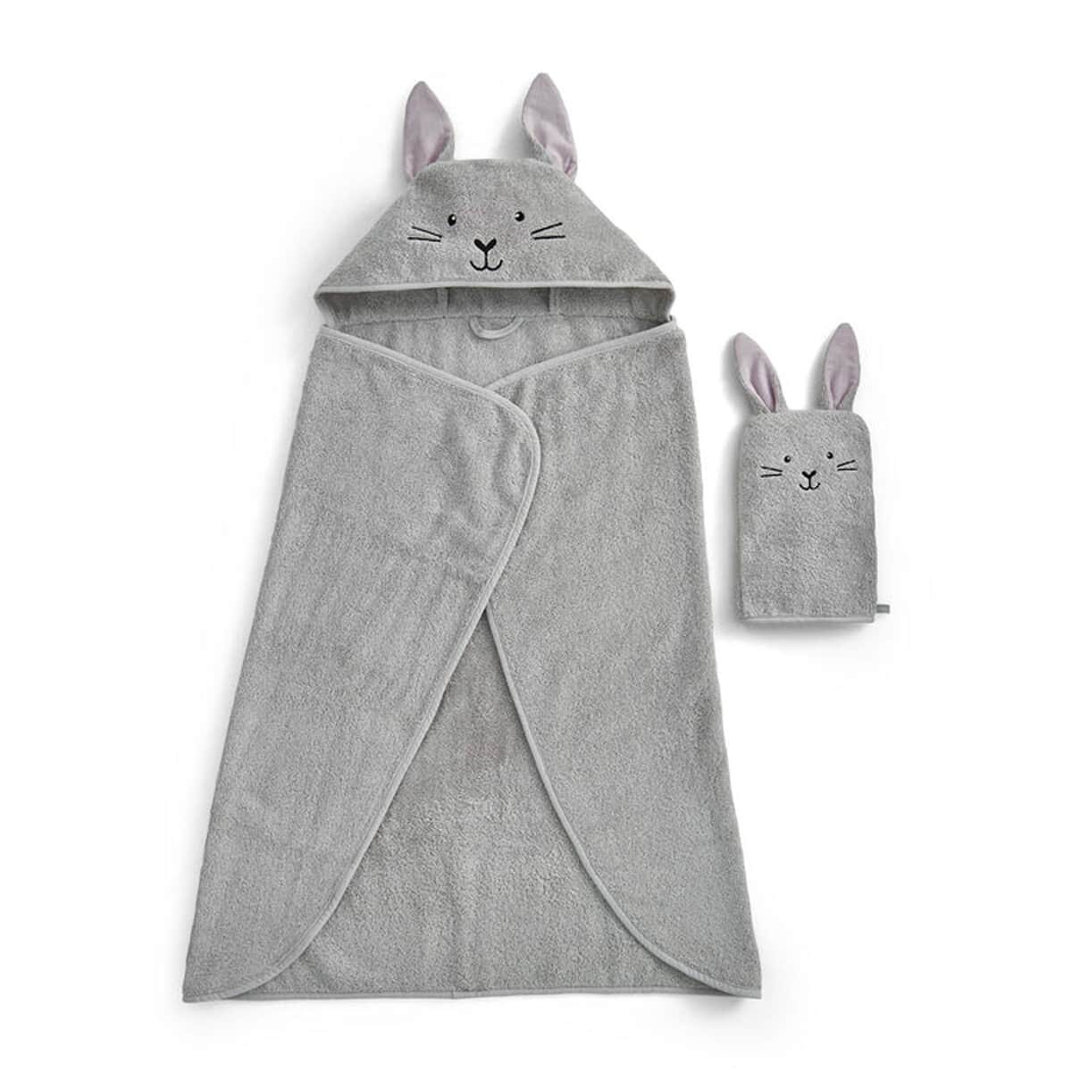 Christy Bunny Cuddle Wrap and Mitt Set Grey large