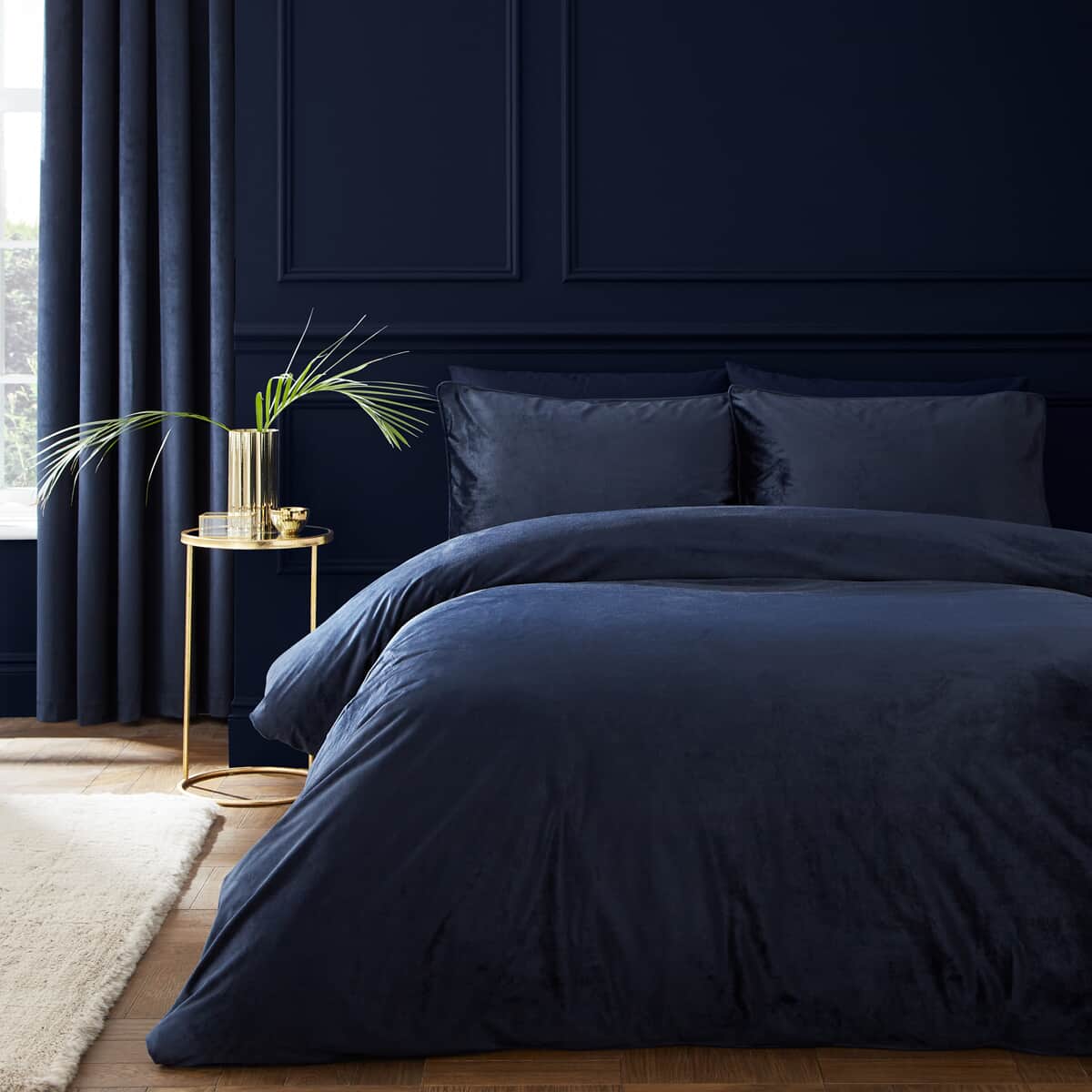 Catherine Lansfield Kingsley Matt Velvet Navy large