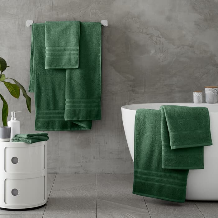 Catherine Lansfield Zero Twist Towels Dark Green large