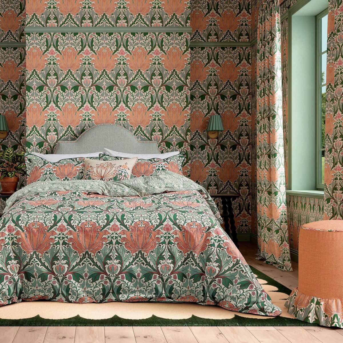 William Morris Helena in Peach and Teal large