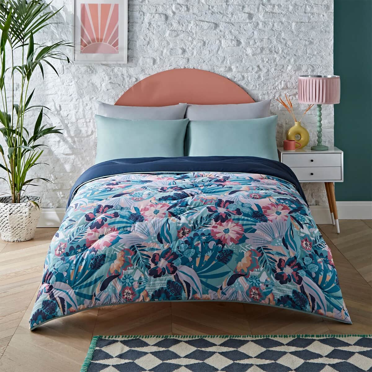 Night Lark Pastel Palms Coverless Duvet Set large