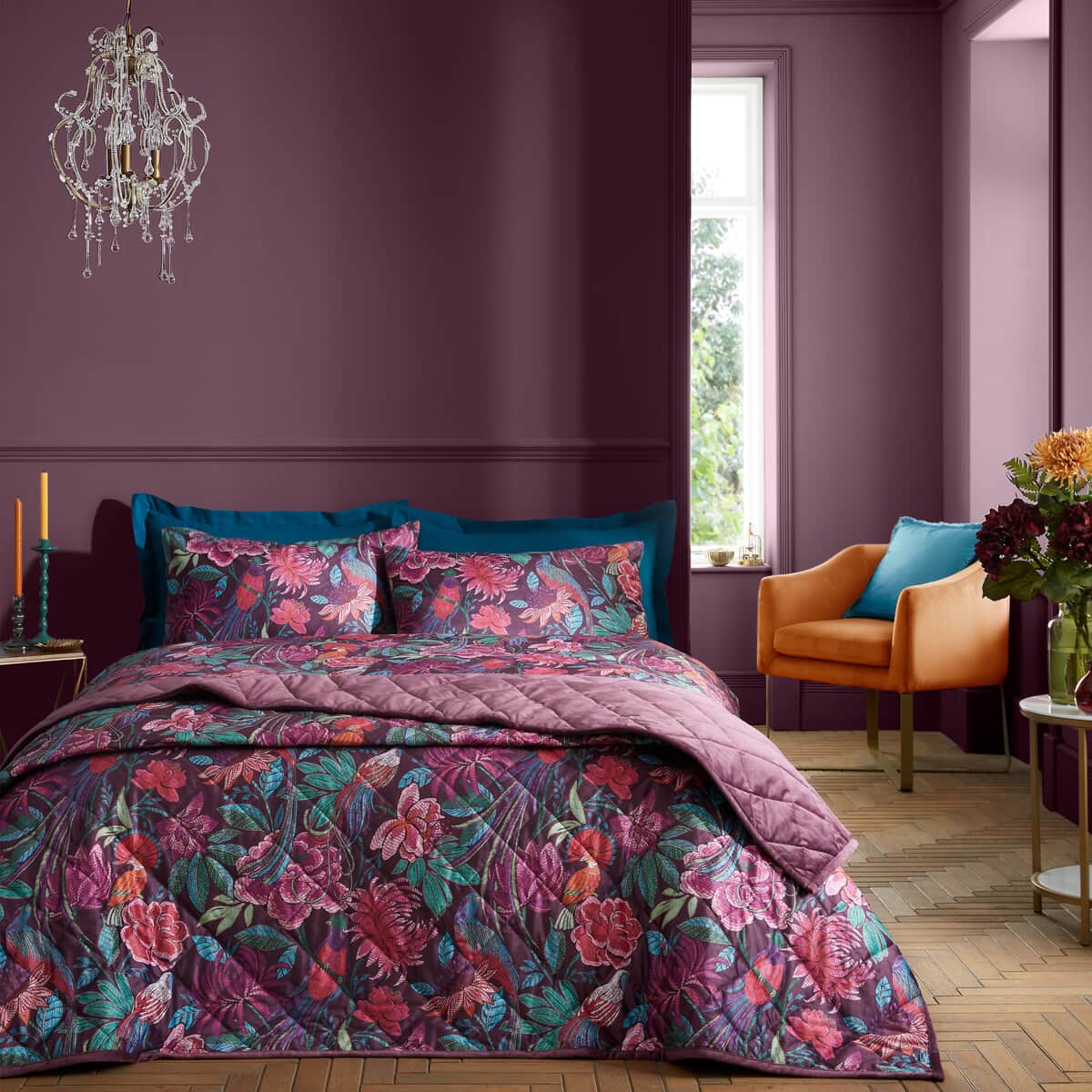 Bridgerton by Catherine Lansfield Kate Floral Plum large