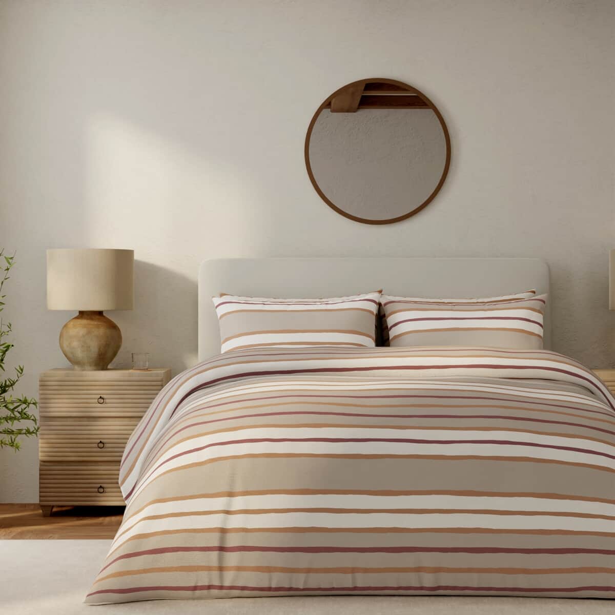 Vantona Drawn Stripe Beige large