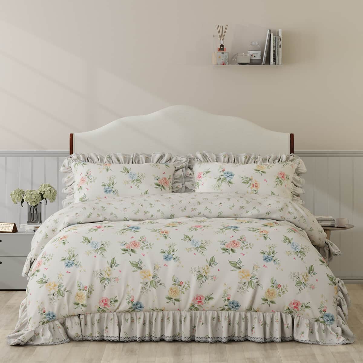 Vantona Rose Garden Frilled Cream large