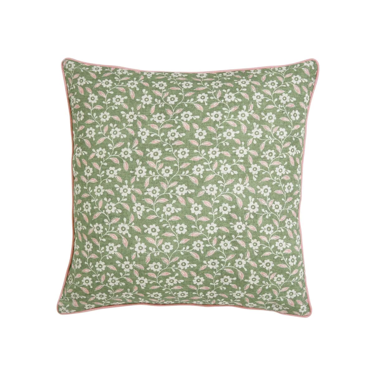 Helena Springfield Folk Ditsy Cushion in Green/Pink large