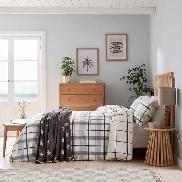 Hudson Check Brushed Cotton Charcoal and Linen