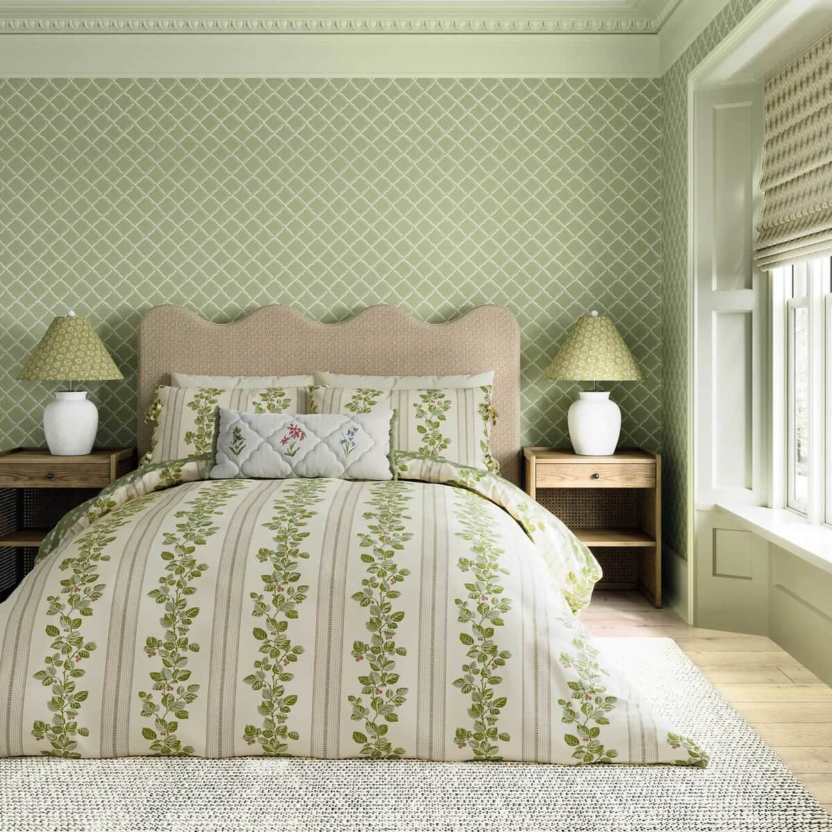 Sanderson National Trust Cobnut Stripe Leaf Green large