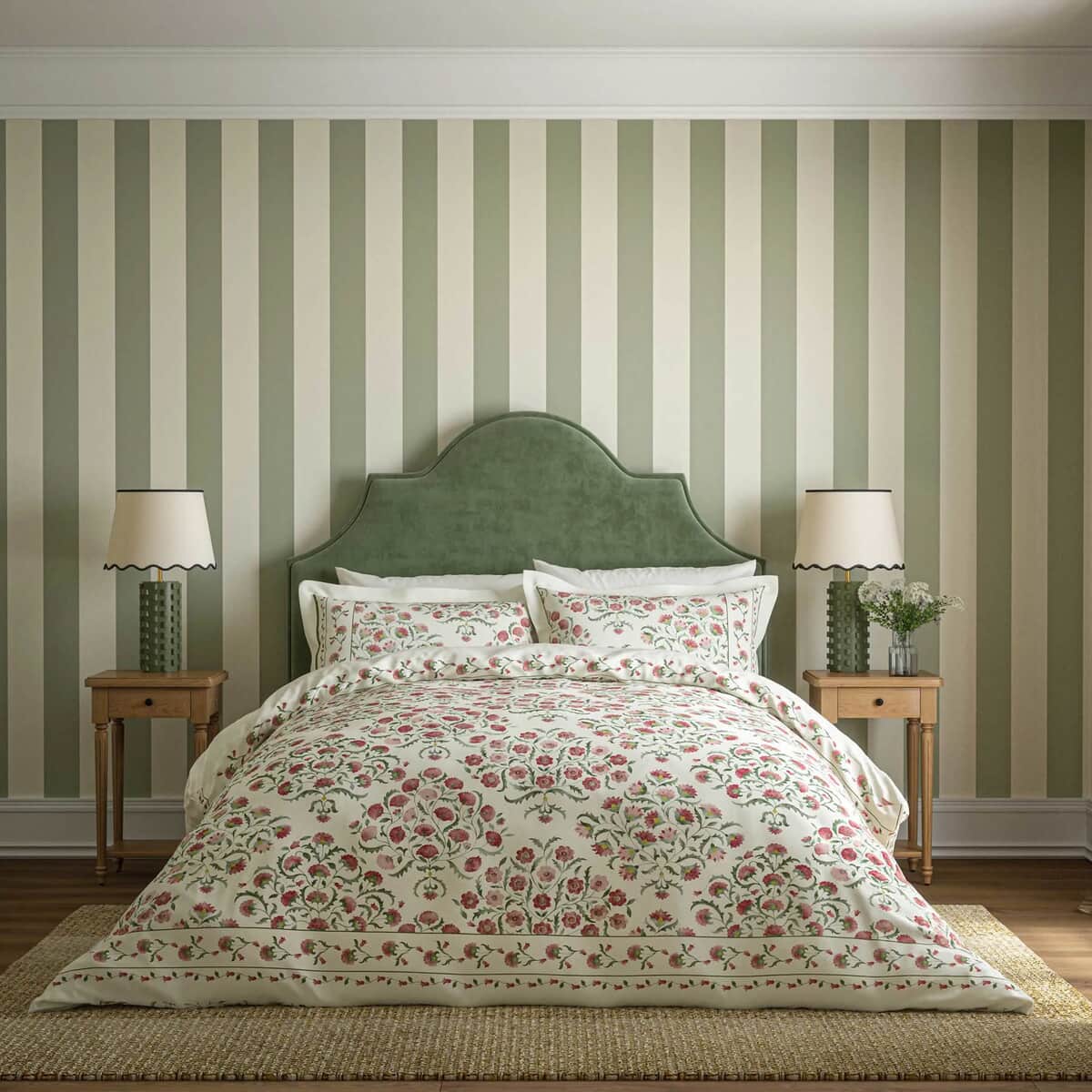 Sanderson Ottoman Rose and Olive large