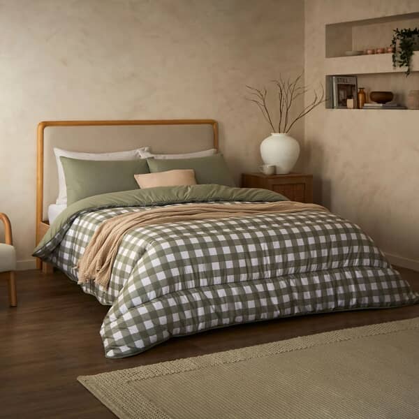 Olive Gingham Coverless Duvet