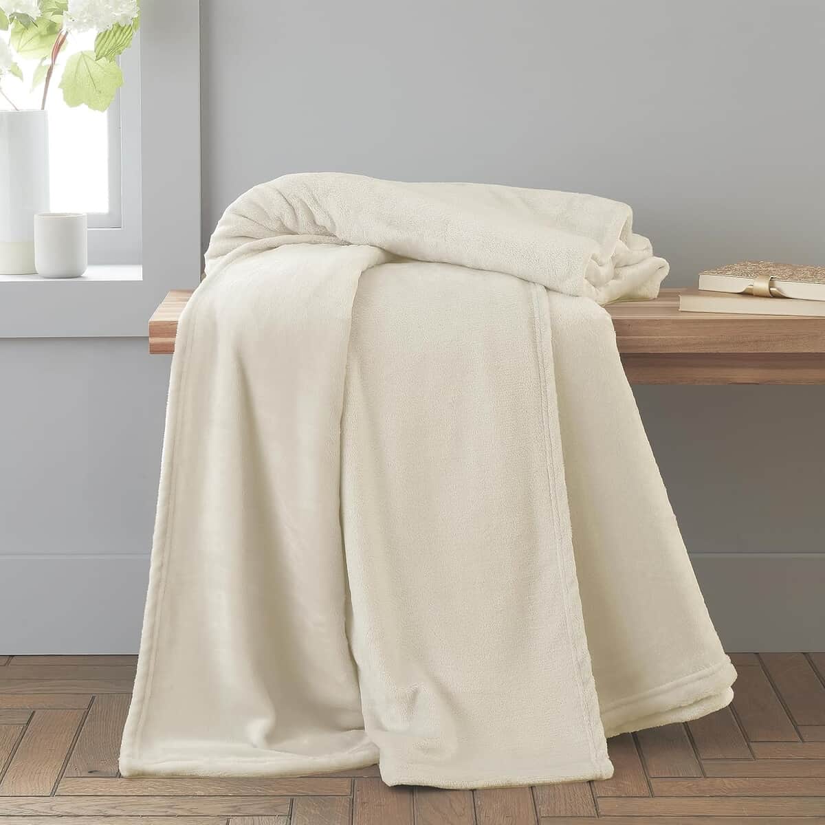 Catherine Lansfield Raschel Velvet Touch Throw Cream large
