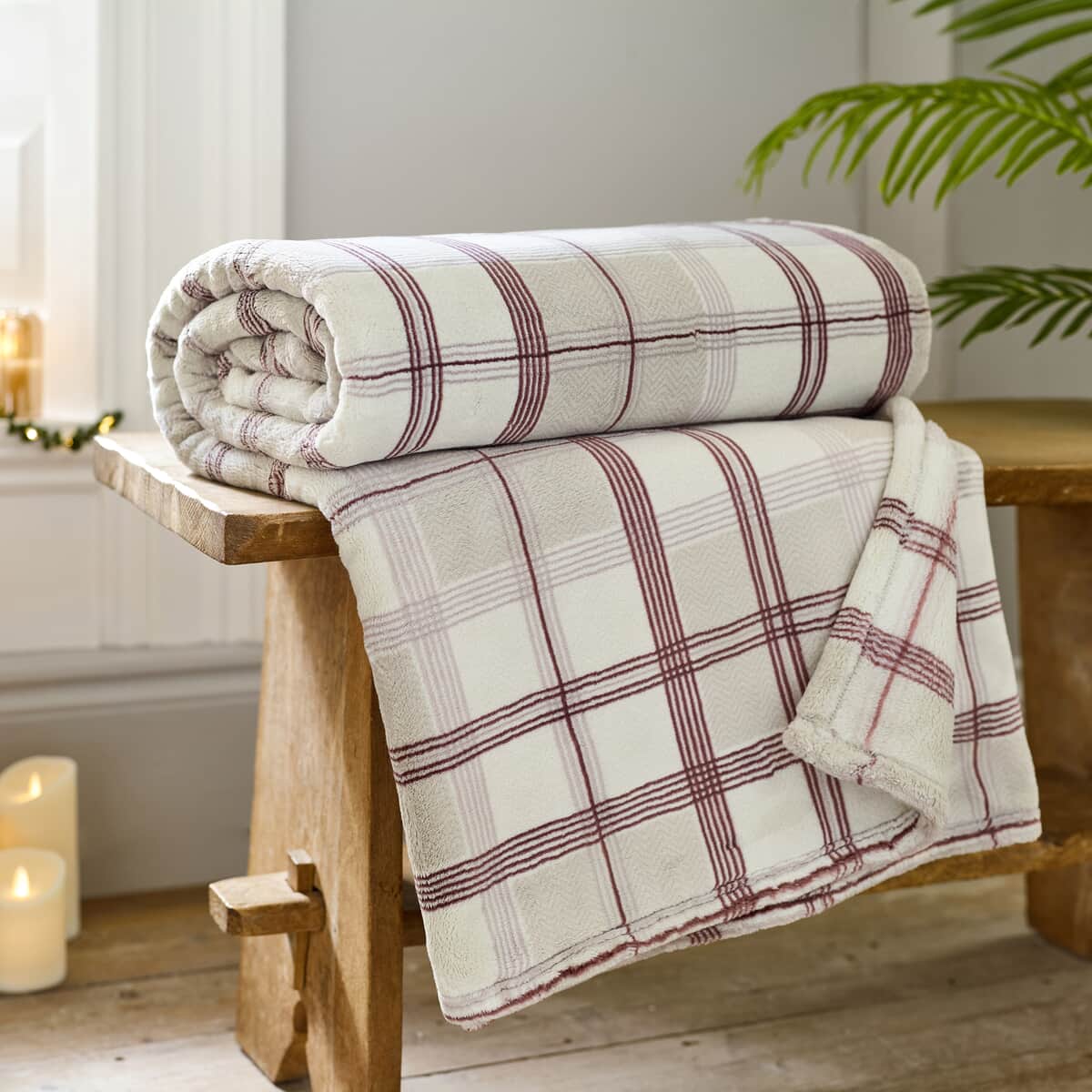 Lyndon Company Hounds Check Throw Burgundy large
