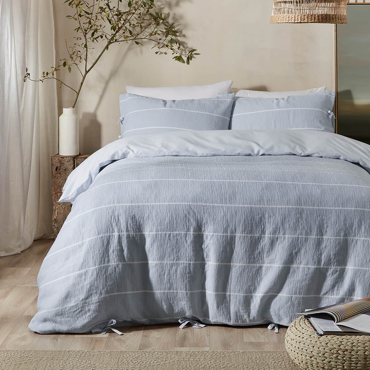 Vantona Blue Stripe Gauze large