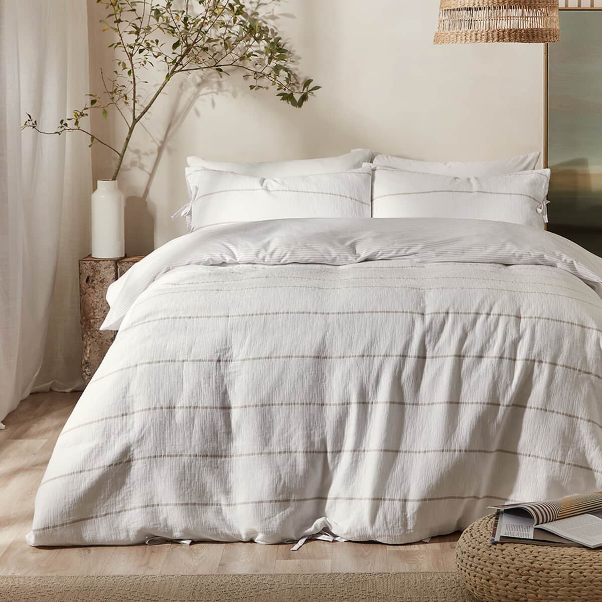 Vantona Stone Stripe Gauze large