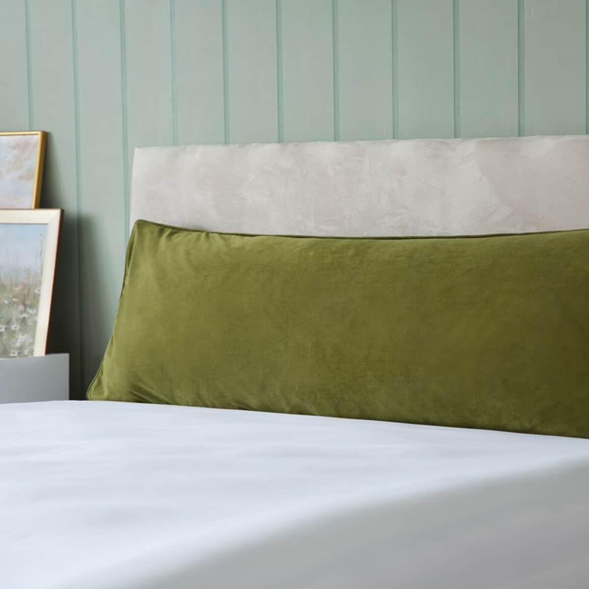 Belledorm Velvet Bolster Cushion Olive large