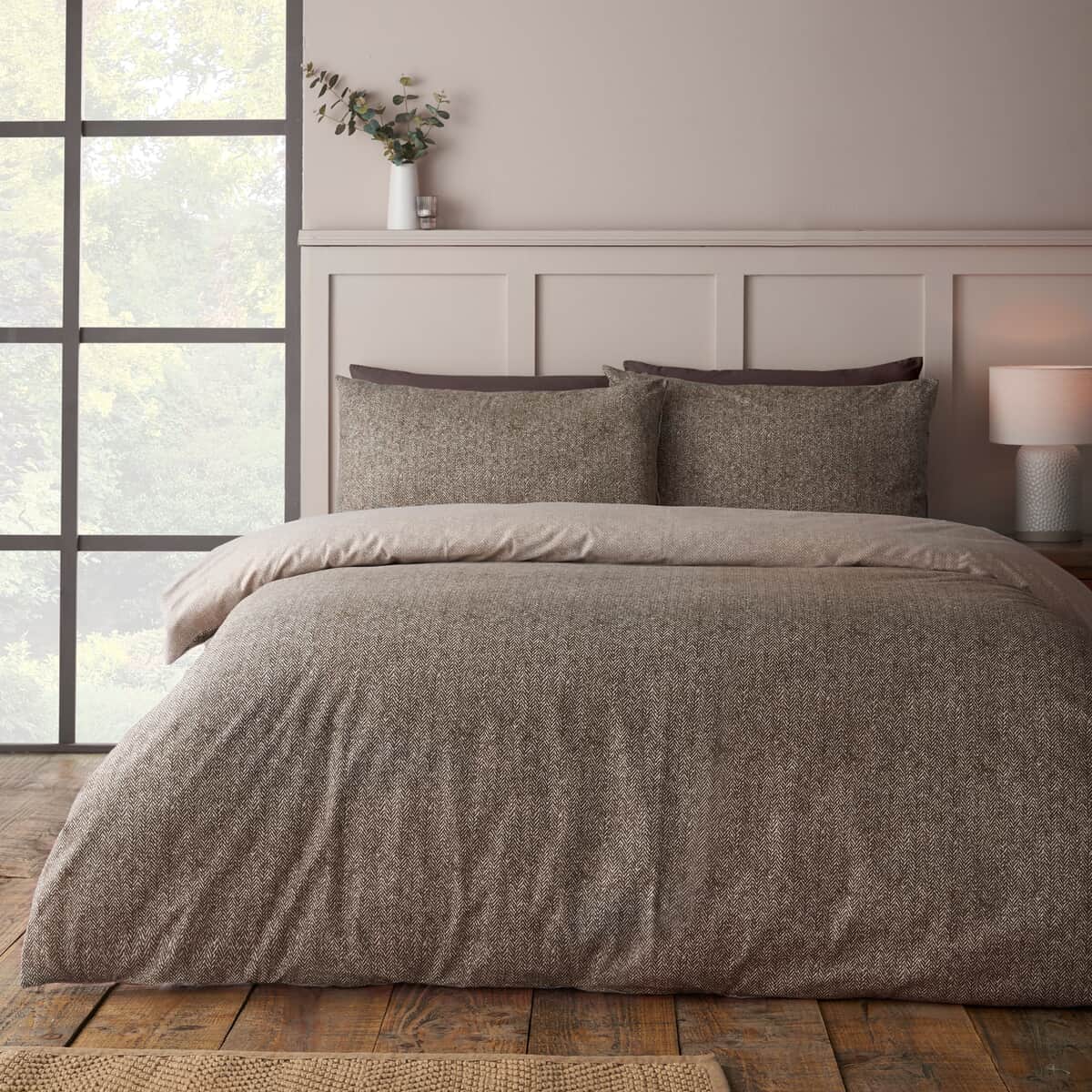 Catherine Lansfield Brushed Herringbone Chocolate large