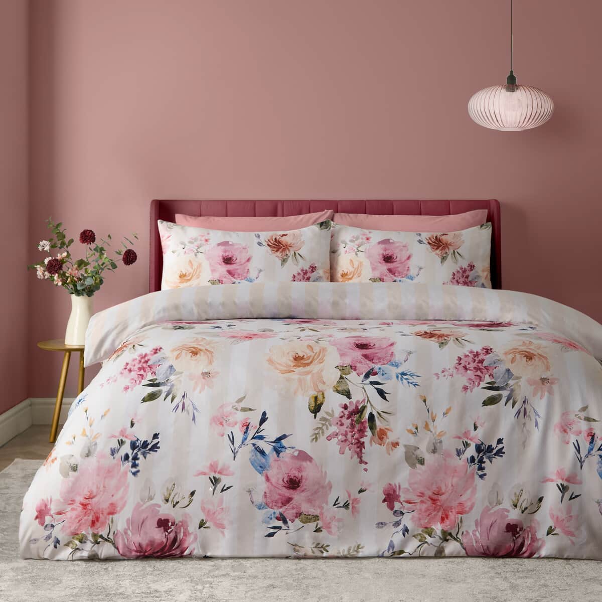 Catherine Lansfield Floral Stripe Cream large
