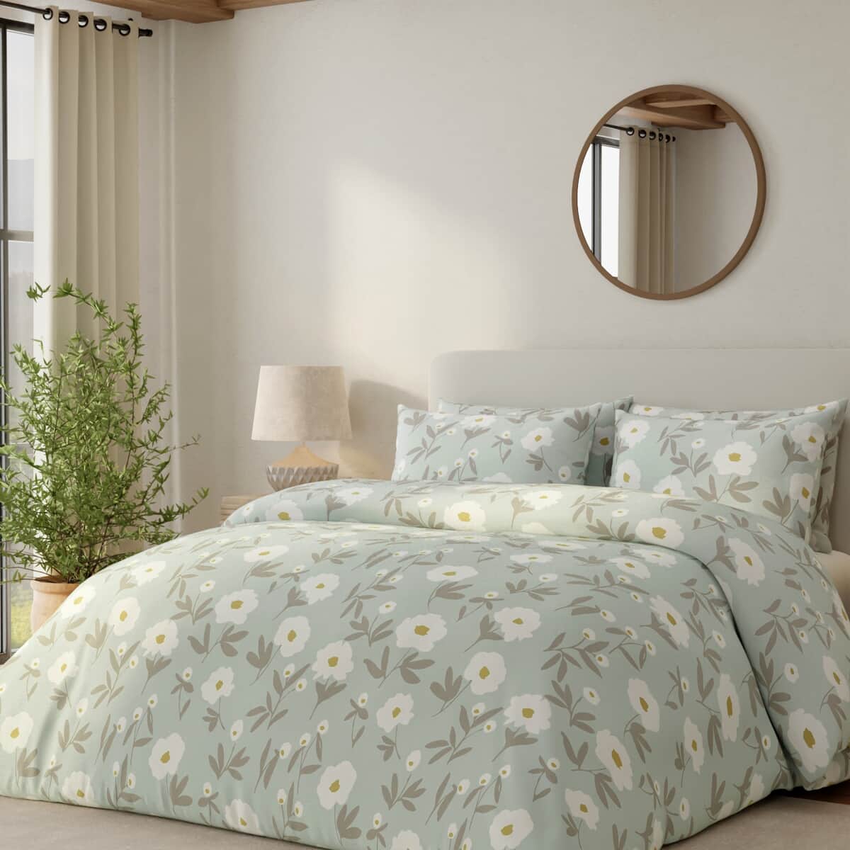 Vantona Simple Floral Duck Egg large