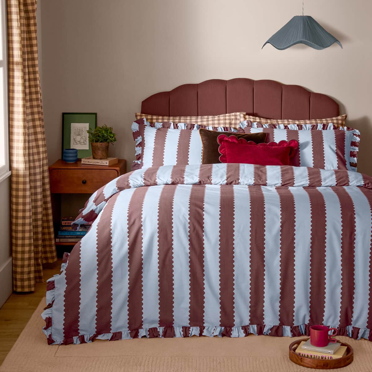 Furn Birdie Stripe Blue and Chocolate large